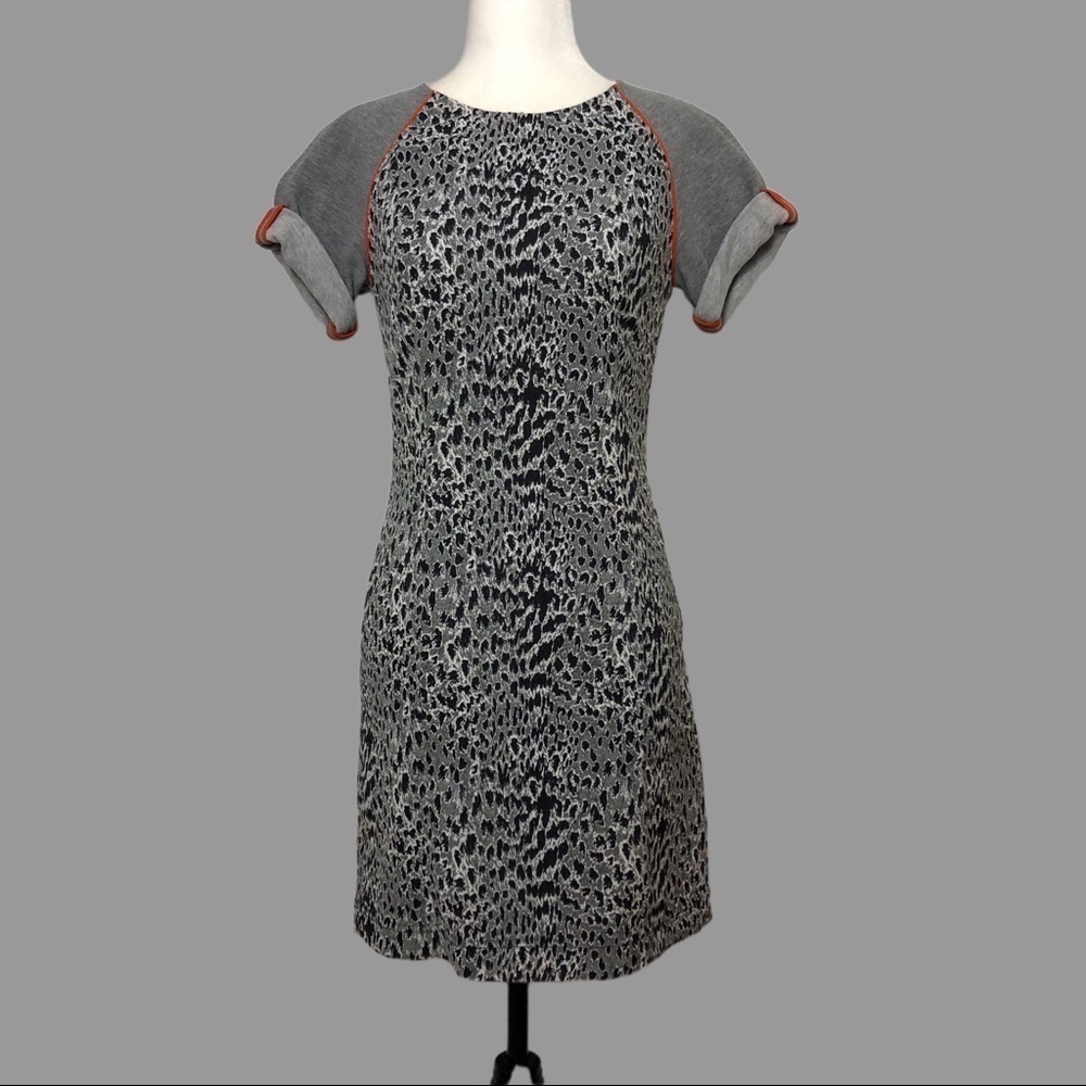 💜 6 💜 Dress Leopard Print Colour Block Contrast Seamed Back Zipper​